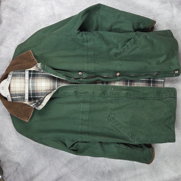 St. John's Bay Reversible Barn Jacket Green Plaid Corduroy Collar ?Medium? - Picture 7 of 12